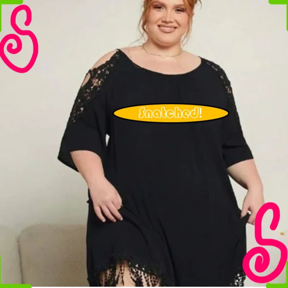 Cold Shoulder Guipure Lace Insert Dress